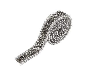 Ausla Ruban Cristal Sparkle, Ruban Décoratif Brillant en Cristal, 15 mm x 1 Yard, pour Collier, Clip Cheveux et Sangle Vêtements, Gris