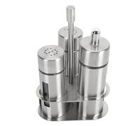 Ausla Salière en Acier Inoxydable 304 avec Fenêtre de Visualisation, Trous Verseurs, Base Incluse, pour Sucre Cannelle dans la Cuisine, Camping, Pique-nique (3 tête)