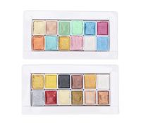 Ausla Set de Peinture Aquarelle, Palette de Peinture Aquarelle de 24 Couleurs Incluant des Couleurs Métalliques et Macarons dans 2 Boîtes Portables pour le Dessin et la Peinture,