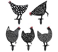 Ausla Statues de Poulet, 5pcs Decoration en Acrylique Animal Ensemble de Jardin Extérieur Unique, Poulets Robustes Résistants à l'eau, Artisanat Exquis, Installation Facile pour la Pelouse,