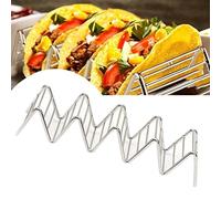 Ausla Support à Tacos en Forme de V en Acier Inoxydable, Conception Réversible, Bords Lisses Polis, Service de Table Facile pour Tacos, Hot-dogs, Rouleaux de Maïs, Crêpes (4-5 Grilles