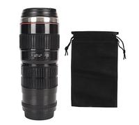 Ausla Tasse à café avec Objectif D'appareil Photo, Tasse avec Couvercle, Bol à Tambour en Acier Inoxydable, Bouche Large Anti-Fuite pour café, Lait, thé (Black)