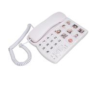 Ausla Téléphone Fixe à Grosses Touches pour Seniors, Ligne Fixe Filaire, Numérotation en Un, Appel Mains Libres, avec 9 Photos Grand Format et Télécommande SOS pour Personnes âgées