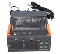 Ausla Thermostat Numérique STC-3008, Double Affichage, Double Capteur de Sonde, Contrôleur de Thermostat Réglable pour Ferme, Réfrigérateur, Serre, Aquarium (110-220V)