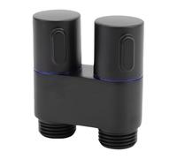 Ausla Vanne d'angle 1 Entrée 2 Sorties, Double Commande en Cuivre avec Filetage Mâle G1/2, Idéale pour la Salle de Bain, les Toilettes, le Bidet et la Cuisine (BLACK)
