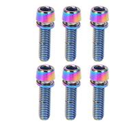 Ausla Vis de Boulon de Potence de Vélo, 6 Pièces Boulons Coniques Plaqués Titane Adaptés pour Vélo de Route et VTT, pour Potence, Dérailleurs, Collier de Tige (M5)