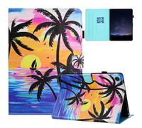 Auslbin Coloré en PU de Coque Samsung Galaxy Tab A11+/A11 Plus 11 Pouces 2025 SM-X230 SM-X235 SM-X236B Joli Motif Étui à Rabat pour Tablette Housse avec Support Adapté Aux Films Cocotier