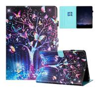 Auslbin Coloré en PU de Coque Samsung Galaxy Tab A11+/A11 Plus 11 Pouces 2025 SM-X230 SM-X235 SM-X236B Joli Motif Étui à Rabat pour Tablette Housse avec Support Adapté Aux Films Arbre à Papillons