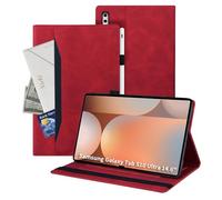 Auslbin Coque Compatible avec Samsung Galaxy Tab S10 Ultra 14.9, Tablette en Cuir PU étui Adaptée à Tab S10/S9/S8 Ultra/SM-X926C, Style en Cuir Classique, Rouge