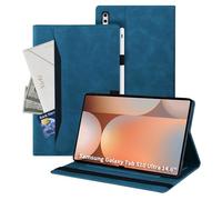 Auslbin Coque Compatible avec Samsung Galaxy Tab S10 Ultra 14.9, Tablette en Cuir PU étui Adaptée à Tab S10/S9/S8 Ultra/SM-X926C, Style en Cuir Classique, Bleu
