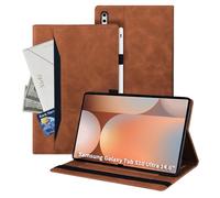Auslbin Coque Compatible avec Samsung Galaxy Tab S10 Ultra 14.9, Tablette en Cuir PU étui Adaptée à Tab S10/S9/S8 Ultra/SM-X926C, Style en Cuir Classique, Brun