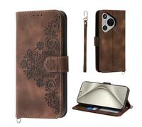 Auslbin Coque pour Huawei Pura 70 5G 6.6", 5 Cartes Pura 70 5G/ ADY-LX9 étui de Protection en Cuir PU de Fleur Style Vintage pour Housse, Brun