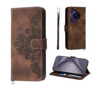 Auslbin Coque pour Huawei Pura 70 Pro 5G 6.8", 5 Cartes Pura 70 Pro/HBN-LX9 étui de Protection en Cuir PU de Fleur Style Vintage pour Housse, Brun