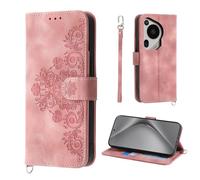 Auslbin Coque pour Huawei Pura 70 Ultra 5G 6.8", 5 Cartes Pura 70 Ultra/HBP-LX9 étui de Protection en Cuir PU de Fleur Style Vintage pour Housse, Rose