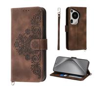 Auslbin Coque pour Huawei Pura 70 Ultra 5G 6.8", 5 Cartes Pura 70 Ultra/HBP-LX9 étui de Protection en Cuir PU de Fleur Style Vintage pour Housse, Brun