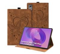 Auslbin Coque pour Lenovo Idea Tab Plus 12,1 Pouces 2025 TB361ZU TB361FU Tablette Cuir en Relief Papillon Housse de Tablette avec Fonction de Support Flip Protecteur Anti-Chute Étui de Tab, Brun