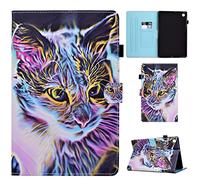 Auslbin Coque pour Lenovo Tab M10 FHD Plus 10.3 Pouce TB-X606X/TB-X606F Cuir PU Etui Housse Tablettete de Protection Flip Portefeuille Cover Case avec Stand et Poche - Chat