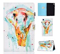 Auslbin Coque pour Lenovo Tab M10 FHD Plus 10.3 Pouces TB-X606X/TB-X606F,[Fonction Veille/Réveil Auto][Étui Housse de Protection Anti-Chute][ avec Carte de Documents Pocket],Éléphant Aquarelle