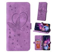 Auslbin Coque pour Motorola Moto G54 5G 6.5" Etui, Couverture de Feuillette Mobile Housse en Cuir PU Butterfly avec Bracelet pour Motorola Moto G54 / XT-2343-1, Violet
