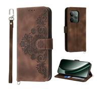 Auslbin Coque pour Realme GT 6 5G 6.78", 5 Cartes Realme GT6 étui de Protection en Cuir PU de Fleur Style Vintage pour Housse, Brun