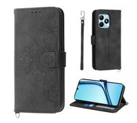 Auslbin Coque pour Realme Note 50 C53 C51 4G 6.74", 5 Cartes Realme Note 50 RMX3834 étui de Protection en Cuir PU de Fleur Style Vintage pour Housse, Noir