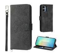 Auslbin Coque pour Samsung Galaxy A06 4G 6.7, 5 Cartes Samsung Galaxy A06 /SM-A065F/DS étui de Protection en Cuir PU de Fleur Style Vintage pour Housse, Noir