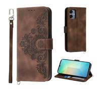 Auslbin Coque pour Samsung Galaxy A06 4G 6.7, 5 Cartes Samsung Galaxy A06 /SM-A065F/DS étui de Protection en Cuir PU de Fleur Style Vintage pour Housse, Brun