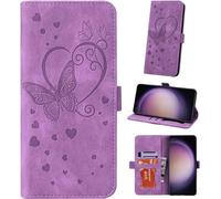 Auslbin Coque pour Samsung Galaxy S23 FE 5G 6.4" Etui, Couverture de Feuillette Mobile Housse en Cuir PU Butterfly avec Bracelet pour Galaxy S23 FE SM-A155F / A156B, Violet