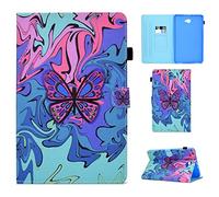 Auslbin Coque pour Samsung Galaxy Tab A6 10.1 Pouce SM-T580/T585 2016 Cuir PU Etui Housse Tablettete de Protection Flip Portefeuille Cover Case avec Stand et Poche - Papillon
