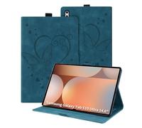 Auslbin Coque pour Samsung Galaxy Tab S10 Ultra 14.9, PU Étui Butterfly Cuir en Relief avec Fonction du Support, Flip Housse pour Samsung Galaxy Tab S10/S9 Ultra/SM-X926C, Bleu