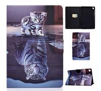 Auslbin Coque pour Samsung Galaxy Tab S6 Lite 2020/2022/2024 10.4 Poucess SM-P610/P615/P613/P619 Cuir PU Etui de Protection Flip Cover Tablettete avec Stand,Chat et Tigre
