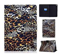Auslbin Coque pour Tablettete iPad Air/Air 2/9.7 Pouces 2018/2017(6e Gén,5e Gén),Cuir PU Etui de Protection Flip Portefeuille Cover Case avec Stand,Poche,Veille/Réveil Automatique,Léopard