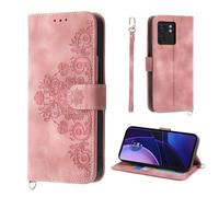 Auslbin Fleur Coque Motorola Edge 40 5G (2023) 6.55", 5 Cartes étui de Protection en Cuir PU de Style Vintage pour Motorola Edge 40 5G / XT2303-2 Housse, Rose