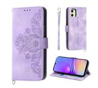 Auslbin Fleur Coque Samsung Galaxy A05 4G 6.7", 5 Cartes étui de Protection en Cuir PU de Style Vintage pour Samsung A05 4G / SM-A055F/DS Housse, Violet