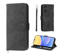 Auslbin Fleur Coque Samsung Galaxy A15 5G 6.5", 5 Cartes étui de Protection en Cuir PU de Style Vintage pour Galaxy A15 SM-A155F SM-A156B Housse, Noir