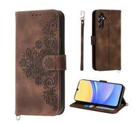 Auslbin Fleur Coque Samsung Galaxy A15 5G 6.5", 5 Cartes étui de Protection en Cuir PU de Style Vintage pour Galaxy A15 SM-A155F SM-A156B Housse, Brun