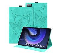 Auslbin Xiaomi Pad 6/Xiaomi Pad 6 Pro 11" Coque, PU Butterfly Cuir en Relief avec Fonction du Support, pour Xiaomi Pad 6/Xiaomi Pad 6 Pro, Vert