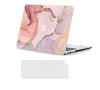AUSMIX Compatible avec la dernière coque pour MacBook Air 13,6" modèle 2022 : A2681 M2 avec écran Retina et Touch ID, coque rigide en plastique et protecteur de clavier, rose marbré