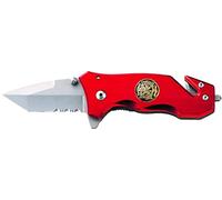 AUSONIA - 26531 Couteau de poche d'Intervention de survie 15 Cm à lame pliante inox satin 6,5 Cm manche aluminium avec coupe ceinture et brise vitre