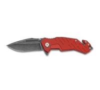 AUSONIA - COUTEAU DE POCHE AVEC LAME EN ACIER INOX ET MANCHE EN G10 AVEC BRISE-VITRE ET COUPE-SANGLE DE 20 CM, LAME CM 8