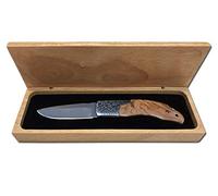 AUSONIA - COUTEAU DE POCHE AVEC LAME EN ACIER INOX ET MANCHE EN INOX AVEC INSERTIONS EN BOIS DE 18 CM, CM 7,5