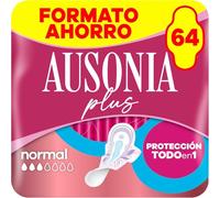 Ausonia Ultra Plus Lot de 64 serviettes hygiéniques normales avec ailes, protection et arôme léger tout-en-un
