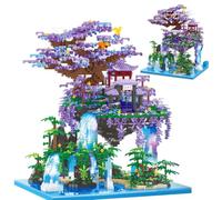 Auspcers Kit de 4574 pièces Architecture The Moon Palace Pavilion Micro Mini blocs de construction pour maison Motif fleurs de pêche