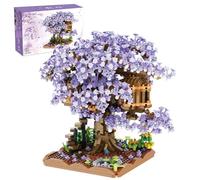 Auspcers Mini Sakura Arbre Maison Construire Bloc, 1200+PCS Ensembles Construction Bonsaï Cerisier, Ensemble de Construction Cabane dans Les Arbres, Cadeau pour Les Enfants Et Adultes(avec lumière)