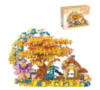 Auspcers Sakura Arbre Maison Construire Bloc, Moon Palace Pavilion Mini Blocs, Sakura Set de Briques de Construction DIY, Décor Miniature Paysager et Plantes Blocs Décoration