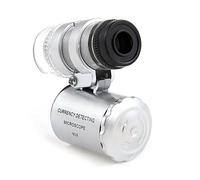 Aussel 60X Mini poche éclairante Jewelers Loupe Loupe Microscope réglable avec UV Détecteur de fluorescence et LED White Lights