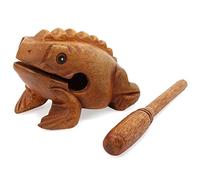 Aussel Guiro Coassement Grenouille en bois avec un maillet, Instrument de musique Bloc sonore, instrument de percussion du commerce équitable (8.8CM)