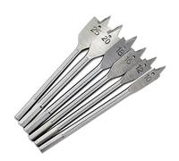 Aussel Jeu de forets plats en bois de 6 pièces 10,12,16,18,20 & 25mm Fraises à bois (Silver)