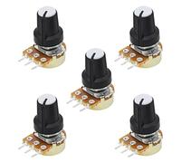 Aussel Potentiomètre linéaire 100K OHM B100K 3 Potentiomètre rotatif à bornes avec écrous et rondelles 5 morceaux (B100K-5PCS)