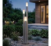 Außen Lampadaire Lampe de Jardin Lampadaire Acier Inoxydable Argent